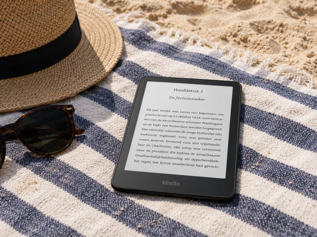 amazon kindle paperwhite waterproof e-reader op het strand